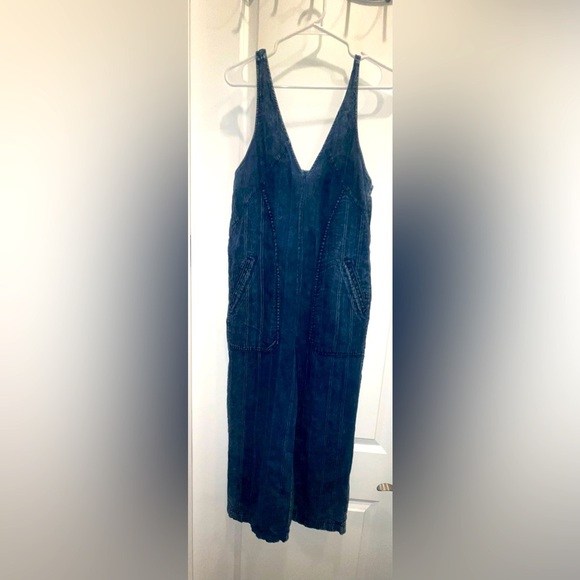 PILCRO Anthropologie Indigo Relaxed Fit Jumpsuit Wide Leg Denim - Picture 2 of 5